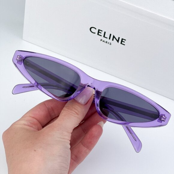 Celine CL40231I 81Y BRAND NEW Sunglasses Transparent Violet Geometric Women - Picture 2 of 11